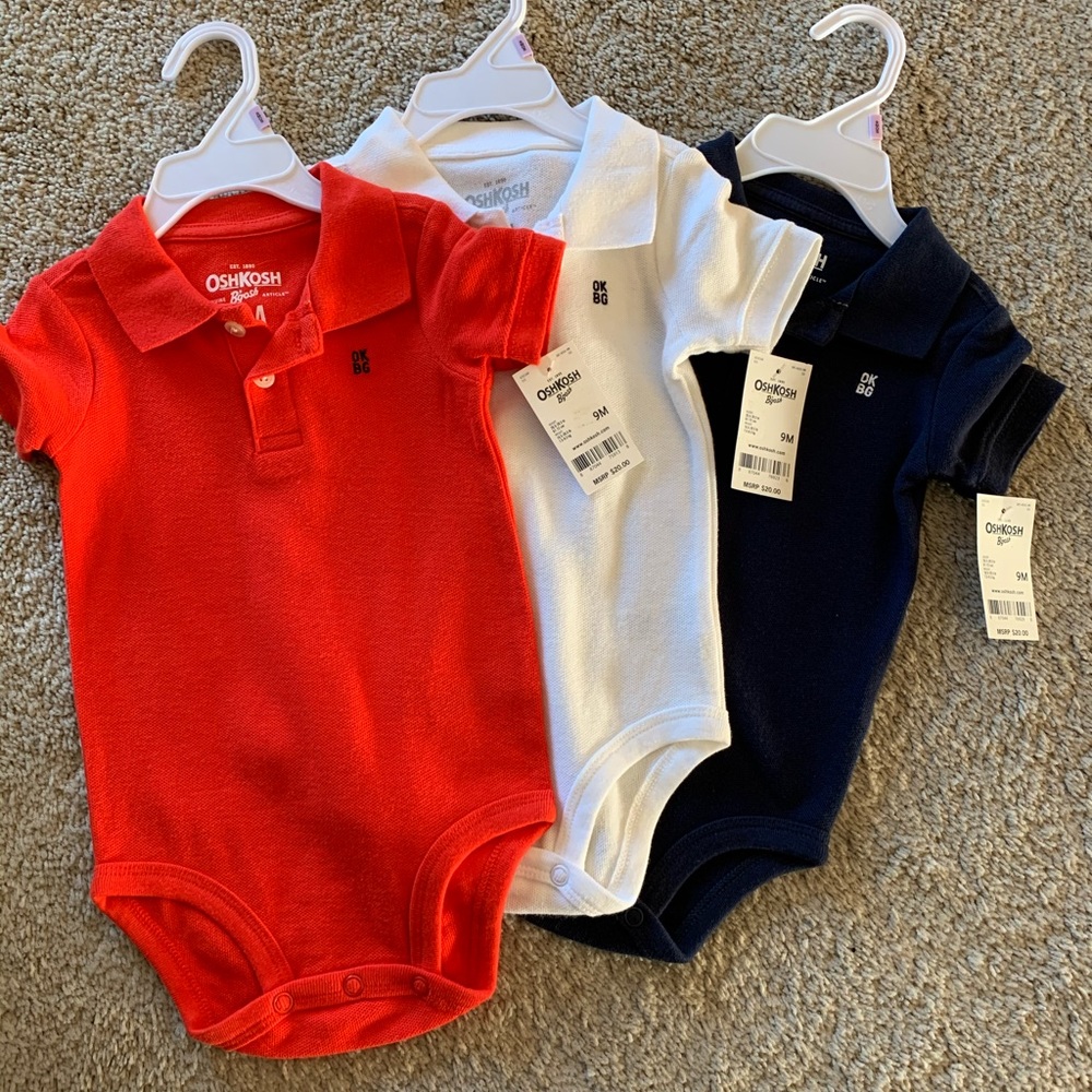 Oshkosh B’gosh boys 9m 3piece polo onesies